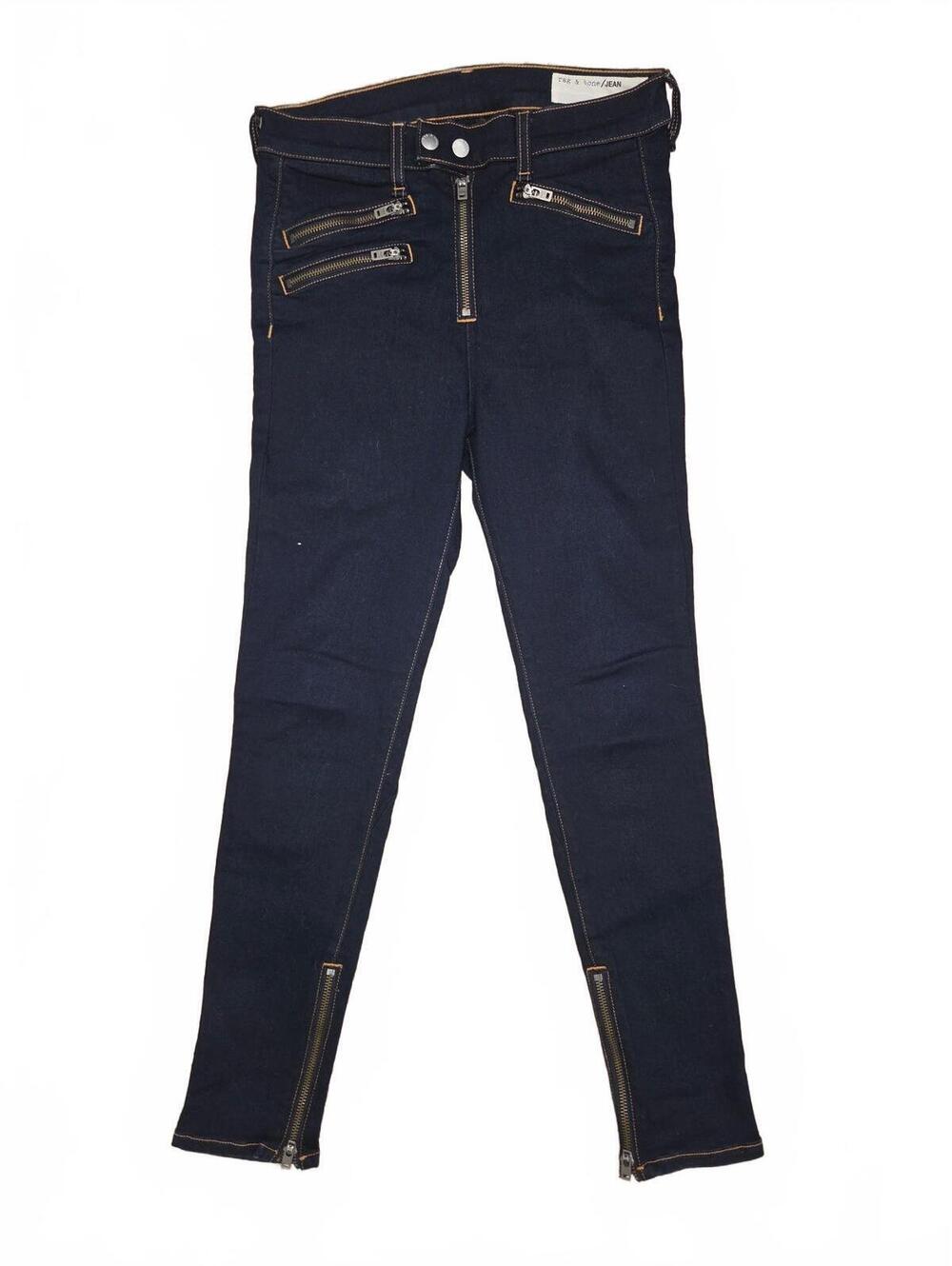 Rag and Bone Soft Harrow Moto Zip Skinny Denim Jeans Womens Size 27